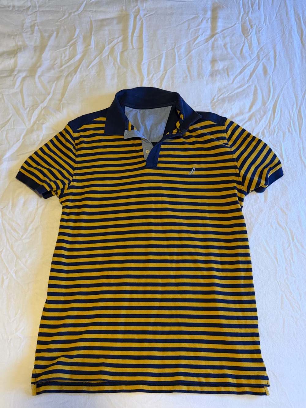 Nautica Navy and Yellow Striped Polo Shirt
